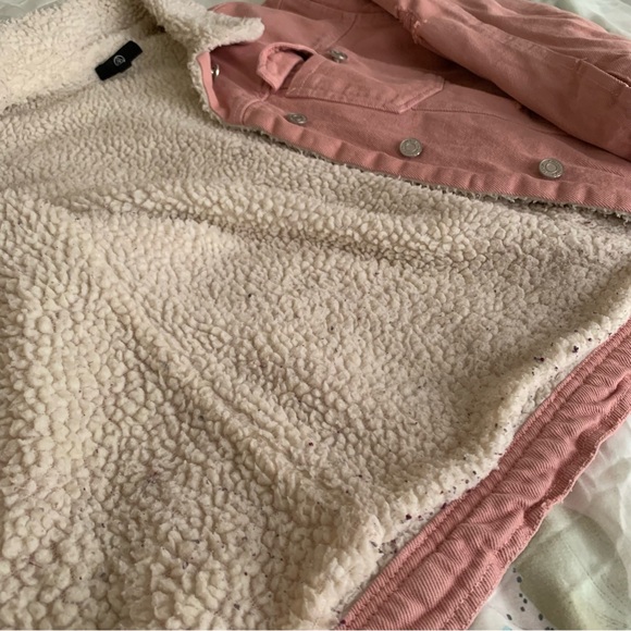 missguided Pink Borg Lined Denim Jacket - Picture 6 of 8